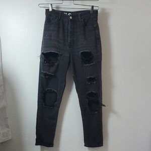 S.o.n.g Button Fly Ripped Mom Jeans